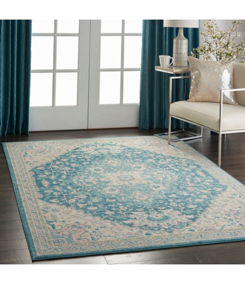 Nourison TRANQUIL Area Rug Nourison Tranquil Area Rug TRA07-Ivory/Turquoise