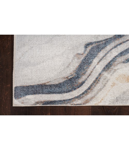 Nourison Astra Machine Washable Ivory Blue ASW15 7 ft. 10 in. X 10 ft. Rectangle Rug