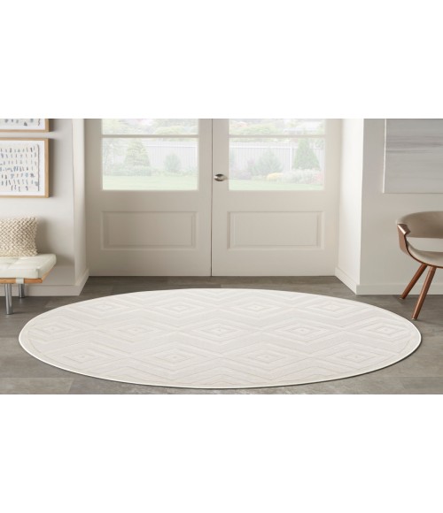 Nourison Versatile Ivory White NRV01 4 ft. Round Rug