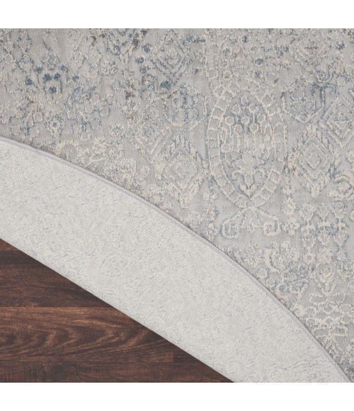 Rustic Textures Area Rug Nourison Rustic Textures Area Rug RUS09 Ivory/Light Blue 5'3" Round