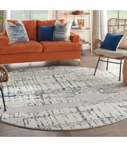 Nourison Twilight - Twi10 Ivory Navy Area Rug 8 ft. Round