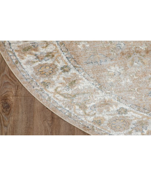 Nourison Astra Machine Washable Beige ASW12 5 ft. 3 in. Round Rug