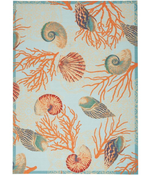Waverly Wav01/Sun & Shade Area Rug SND92 Light Blue 4'3" x 6'3"