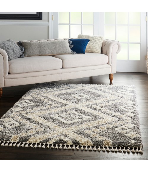 Nourison Oslo Shag Grey/Ivory OSL02 5 ft. X 8 ft. Rect. Rug