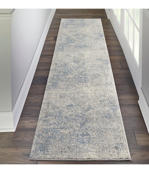 Nourison RUSTIC TEXTURES Area Rug Nourison Rustic Textures Runner Area Rug RUS09-Ivory/Light Blue