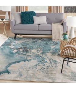 Nourison Maxell - Mae08 Ivory Teal Area Rug 6 ft. X 9 ft. Rectangle