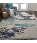 Nourison Celestial Area Rug CES02-Ivory/Teal Blue