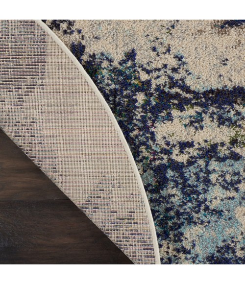 Nourison Celestial Round Area Rug CES02-Ivory/Teal Blue