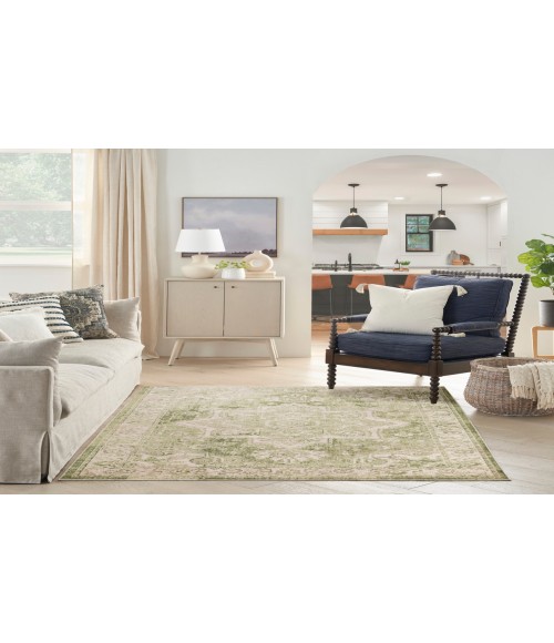 Nourison Astra Machine Washable Ivory Green ASW12 4 ft. X 6 ft. Rectangle Rug