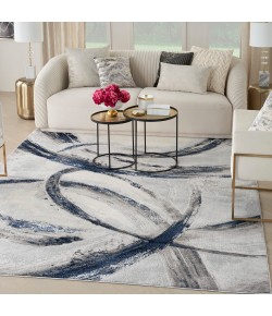 Nourison Brushstrokes - Bsk02 Grey Navy Area Rug 7 ft. 10 in. X 9 ft. 10 in. Rectangle