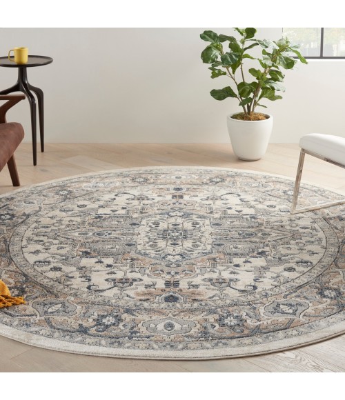 Nourison Quarry Ivory Grey QUA05 8 ft. X Round Rug