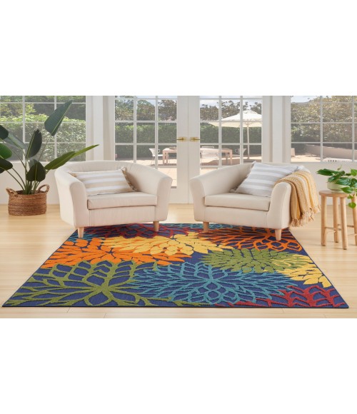 Nourison Aloha Navy Multicolor ALH05 5 ft. 3 in. X 7 ft. 5 in. Rectangle Rug