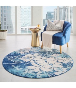 Nourison Tranquil(Traql) - Tra08 Navy Pink Area Rug 5 ft. 3 X Round