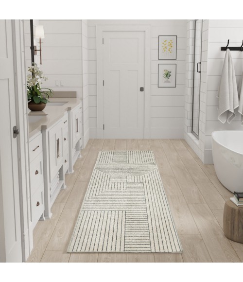 Nourison Home Washable Decor Cream Blue Rug WSD11 2 ft. X 6 ft. Rectangle - Rugs Town Nourison Home Washable Decor Cream Blue WSD11 2 ft. X 6 ft. Rectangle Rug