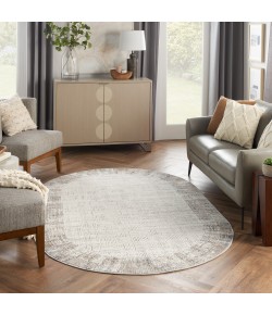 Nourison Elation - Etn05 Ivory Grey Area Rug 5 ft. X 8 ft. Oval Oval
