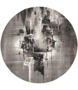 Nourison Twilight - Twi30 Grey Ivory Black Area Rug 8 ft. X Round