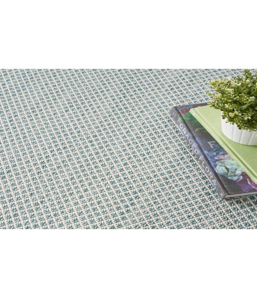 Nourison Courtyard Ivory Aqua COU01 5 ft. X 8 ft. Oval Rug