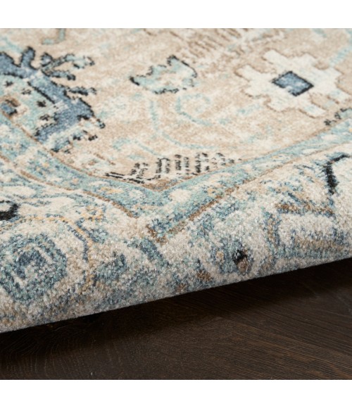 Nourison Home Washable Decor Taupe Blue WSD12 5 ft. 3 in. X 7 ft. Rectangle Rug