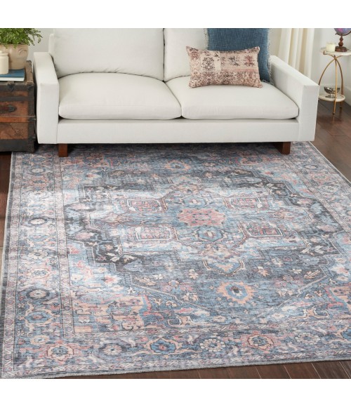 Nicole Curtis Machine Washable Series 1 Area Rug SR101 Blue 8' x 10'