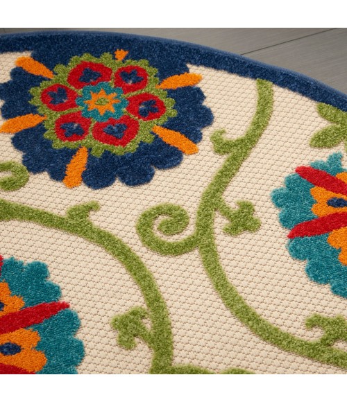 Nourison Aloha Round Area Rug ALH19-Blue/Multicolor