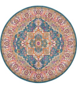 Nourison Passion - Psn20 Teal Multicolor Area Rug 8 ft. X Round