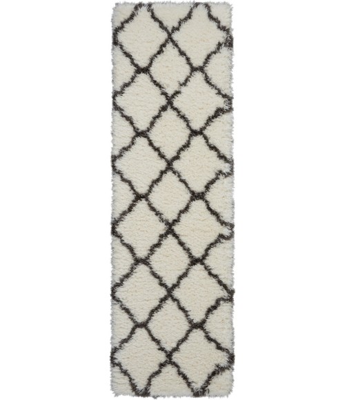 Nourison ULTRA PLUSH SHAG Area Rug Nourison Ultra Plush Shag Runner Area Rug ULP02-Ivory/Charcoal