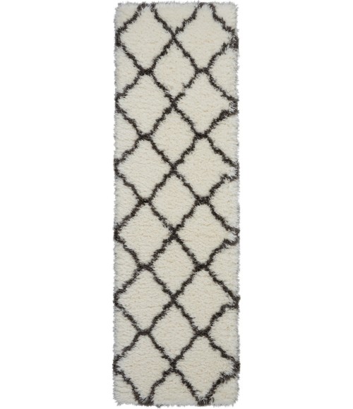 Nourison Ultra Plush Shag Runner Area Rug ULP02-Ivory/Charcoal