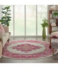 Nourison Passion Round Area Rug PSN03-Ivory/Fuchsia