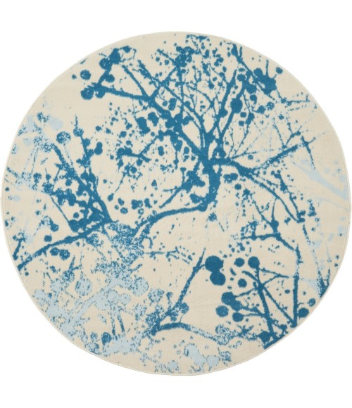 Nourison Jubilant Round Area Rug JUB12-Ivory/Blue
