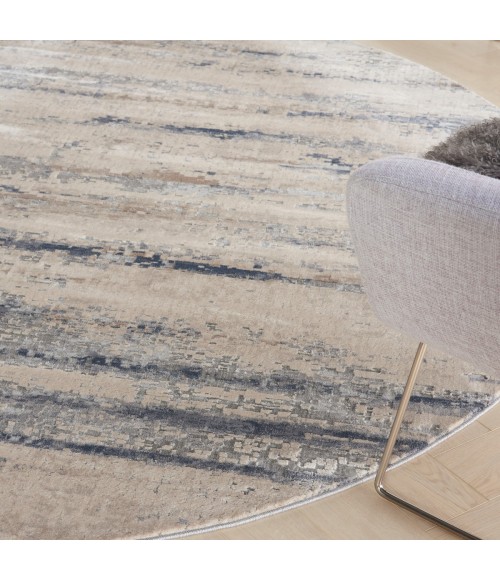 Rustic Textures Area Rug Nourison Rustic Textures Area Rug RUS04 Beige/Grey 5'3" Round