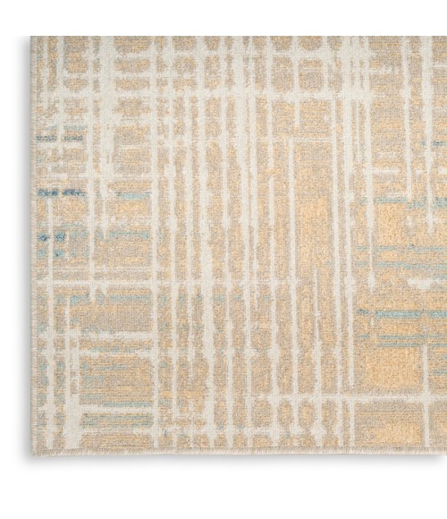 Nourison Home Washable Decor Beige Blue WSD07 6 ft. 7 in. X 9 ft. Rectangle Rug