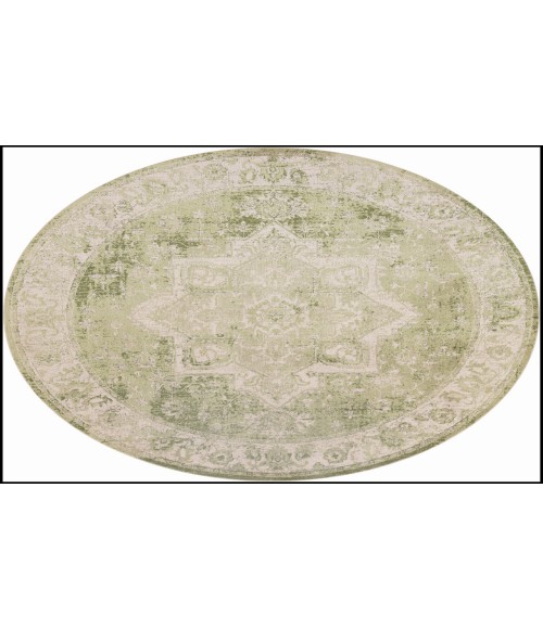 Nourison Astra Machine Washable Ivory Green ASW12 5 ft. 3 in. Round Rug