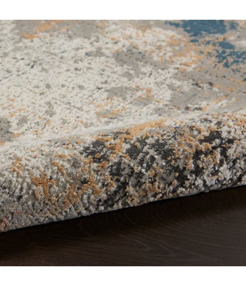 Nourison Rustic Textures Area Rug RUS13 Grey/Blue 5'3" Round