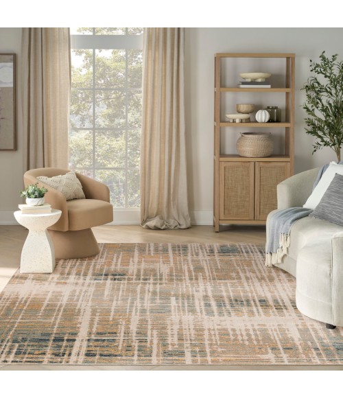 Nourison Home Washable Decor Beige Blue WSD07 7 ft. 10 in. X 10 ft. Rectangle Rug