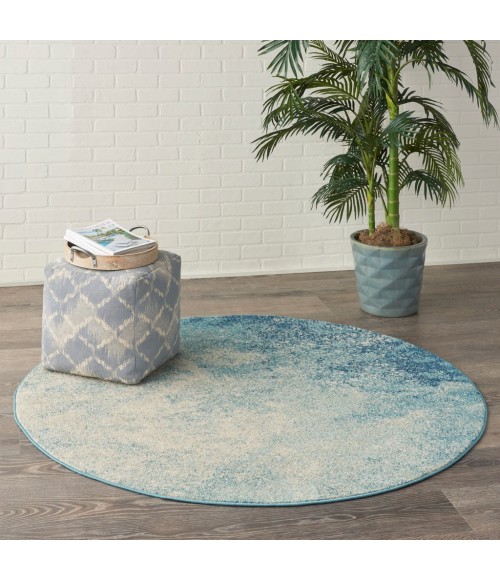 Nourison Passion Round Area Rug PSN10-Navy/Light Blue