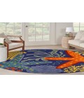 Nourison Aloha Navy Multicolor ALH24 7 ft. 10 in. Round Rug
