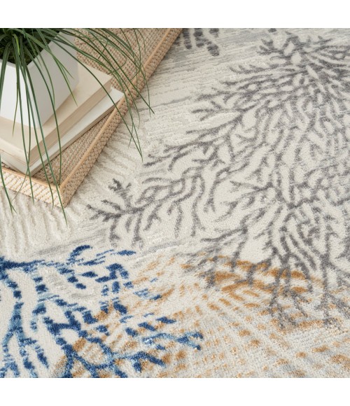 Nourison Seaside Ivory Grey Blue Rug SDS04 5 ft. X Square - Rugs Town Nourison Seaside Ivory Grey Blue SDS04 5 ft. X Square Rug