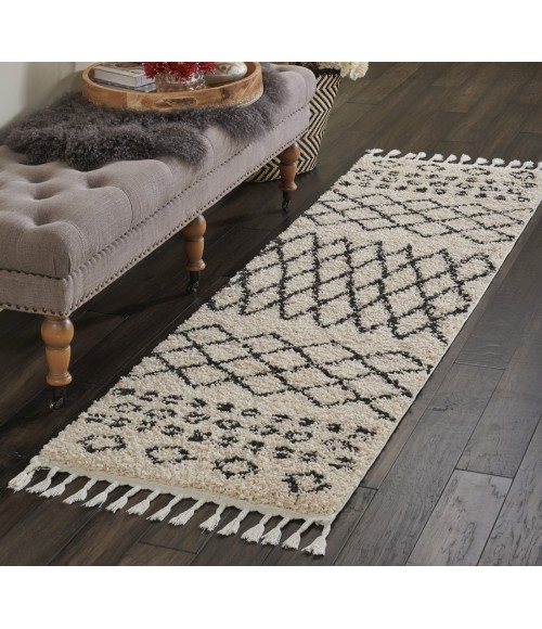 Nourison Moroccan Shag Runner Area Rug MRS02-Cream