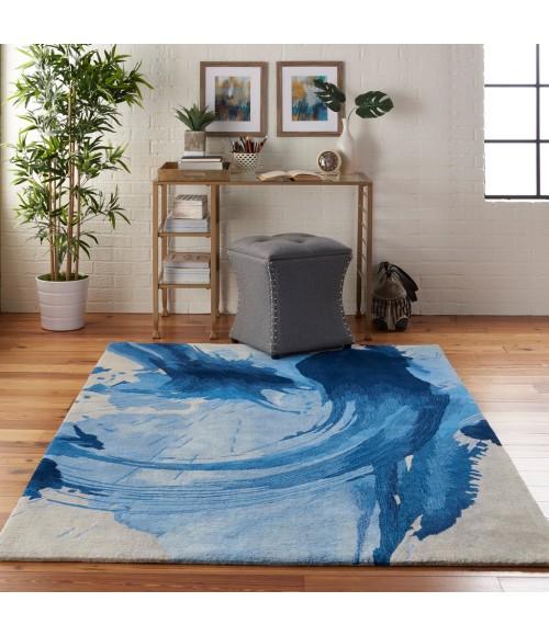 Nourison SYMMETRY Area Rug Nourison Symmetry Area Rug SMM01-Blue/Ivory