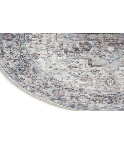 Nicole Curtis Machine Washable Series 1 Ivory Beige SR101 7 ft. 10 in. Round Rug
