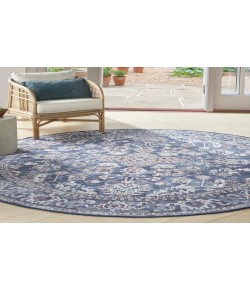 Nourison Home New Concept Washable Navy Ivory SR104 7 ft. 10 in. Round Rug