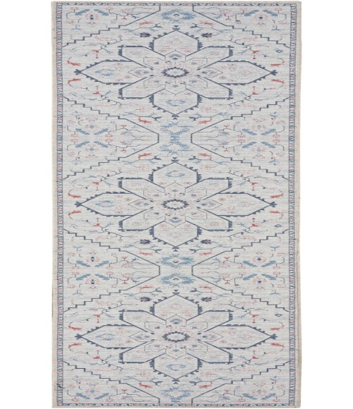 Nicole Curtis Machine Washable Series 1 Ivory Blue SR110 2 ft. 2 in. X 8 ft. Rectangle Rug