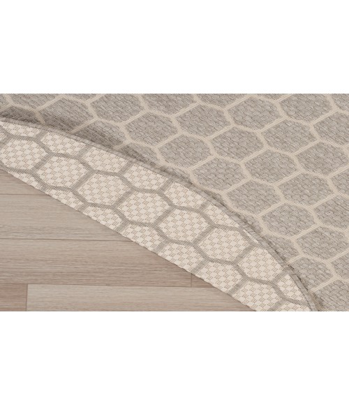 Nourison Reversible Indoor Outdoor Grey RVB01 8 ft. Round Rug
