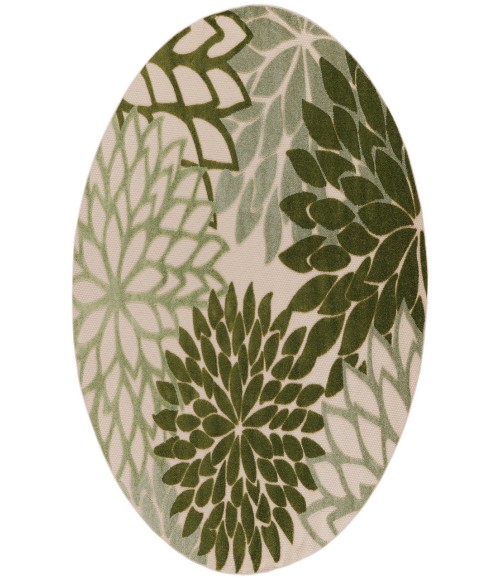 Nourison Aloha Ivory Green ALH05 5 ft. 3 in. Round Rug