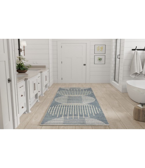 Nourison Astra Machine Washable Blue ASW03 2 ft. X 6 ft. Rectangle Rug