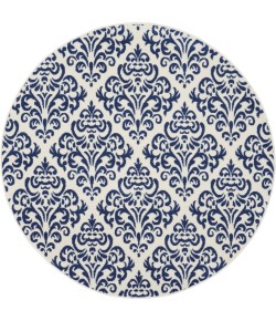Nourison Home Grafix GRF06 White/Blue 5 ft. 3 in. Round Area Rug