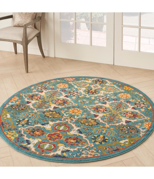 Nourison Allur Area Rug ALR03 Turquoise Ivory