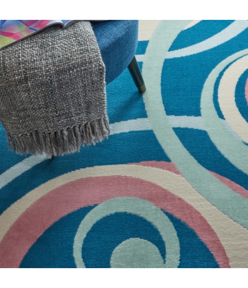 Nourison Grafix Round Area Rug GRF21-Blue Multi Colored