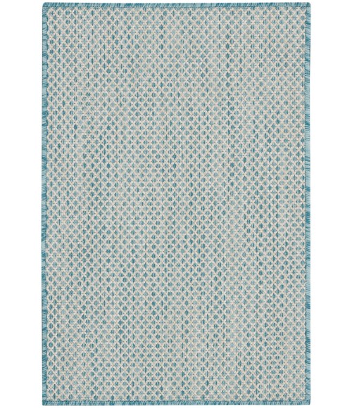 Nourison Courtyard Area Rug COU01 Ivory Aqua 2' x 3'