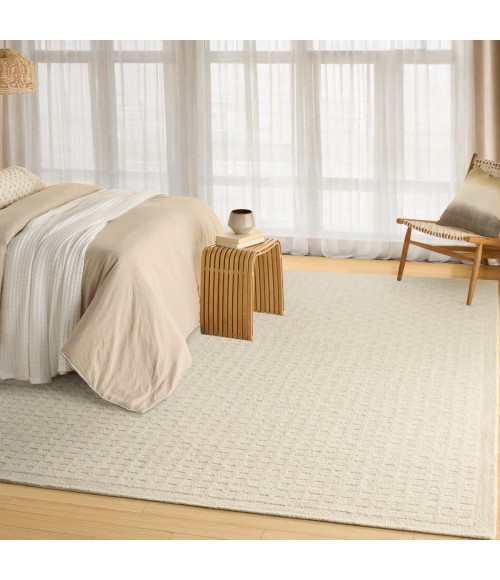 DKNY Pure Grids Ivory Beige PGR01 8 ft. X 10 ft. Rect. Rug